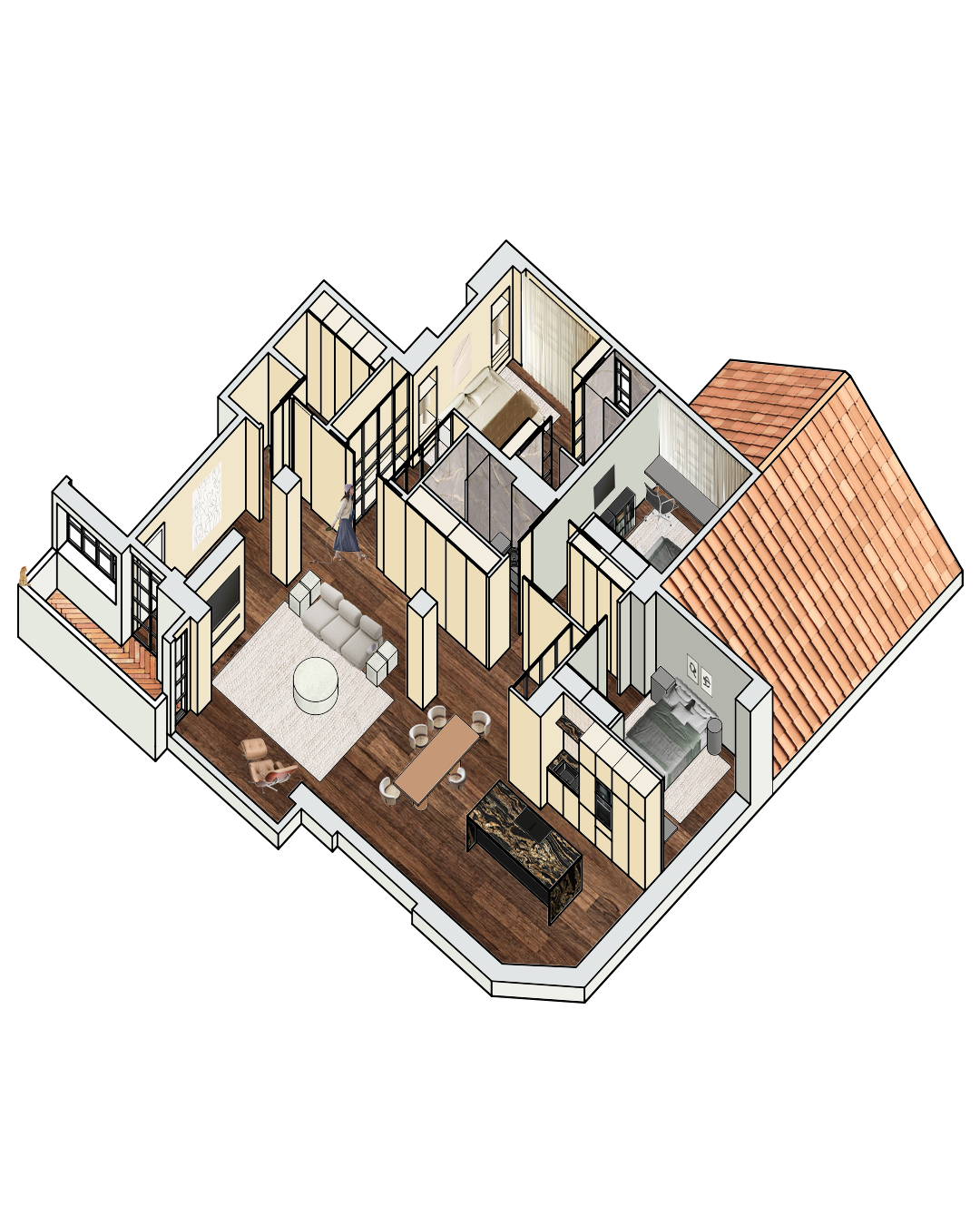 Pepe Revenga Estudio Interiorismo Alicante Vanilla Flat dibujo perspectiva 1