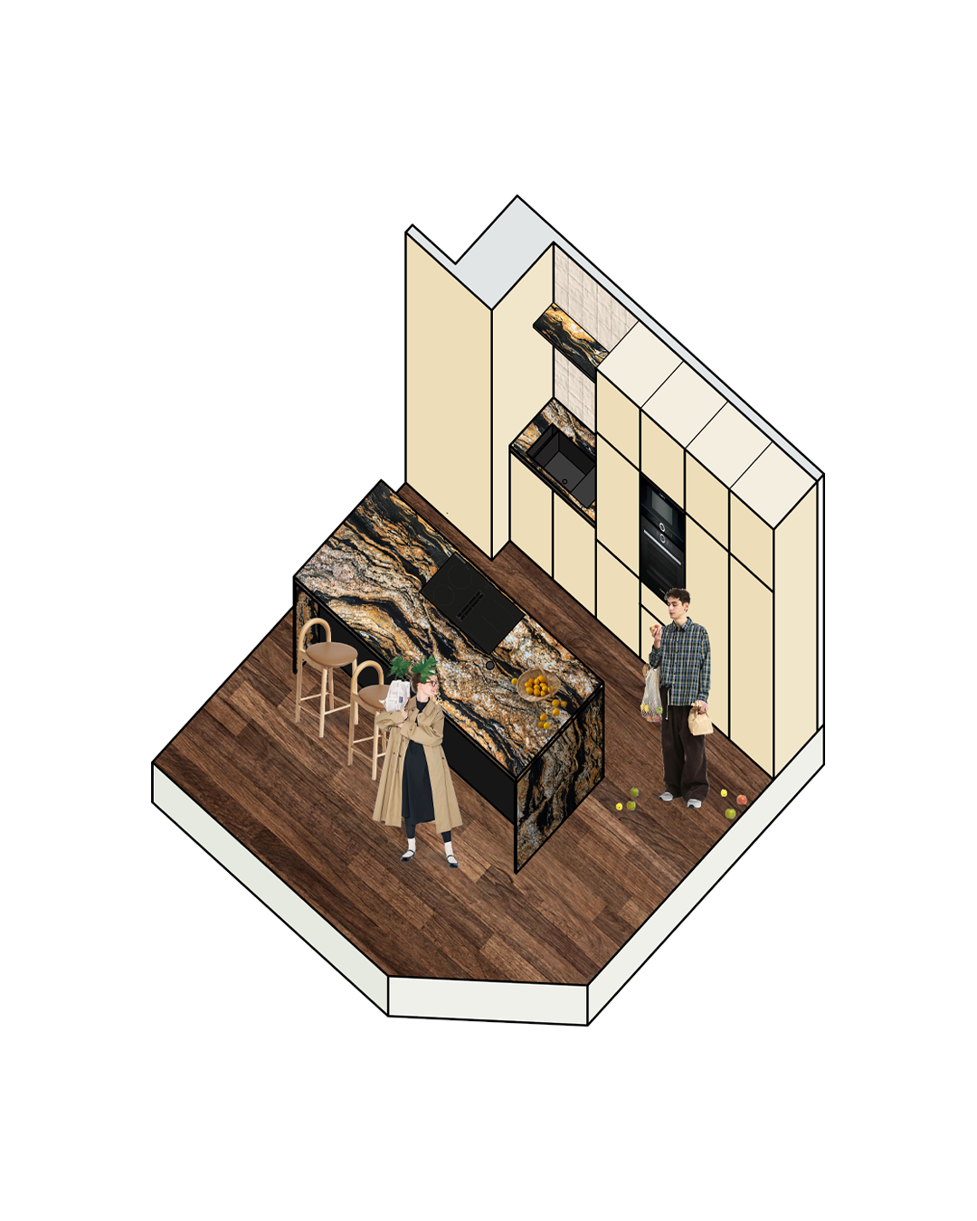 Pepe Revenga Estudio Interiorismo Alicante Vanilla Flat dibujo perspectiva 2