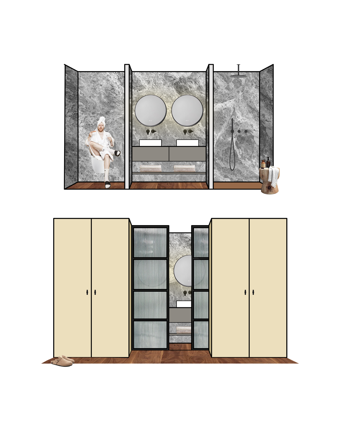 Pepe Revenga Estudio Interiorismo Alicante Vanilla Flat dibujo perspectiva 3