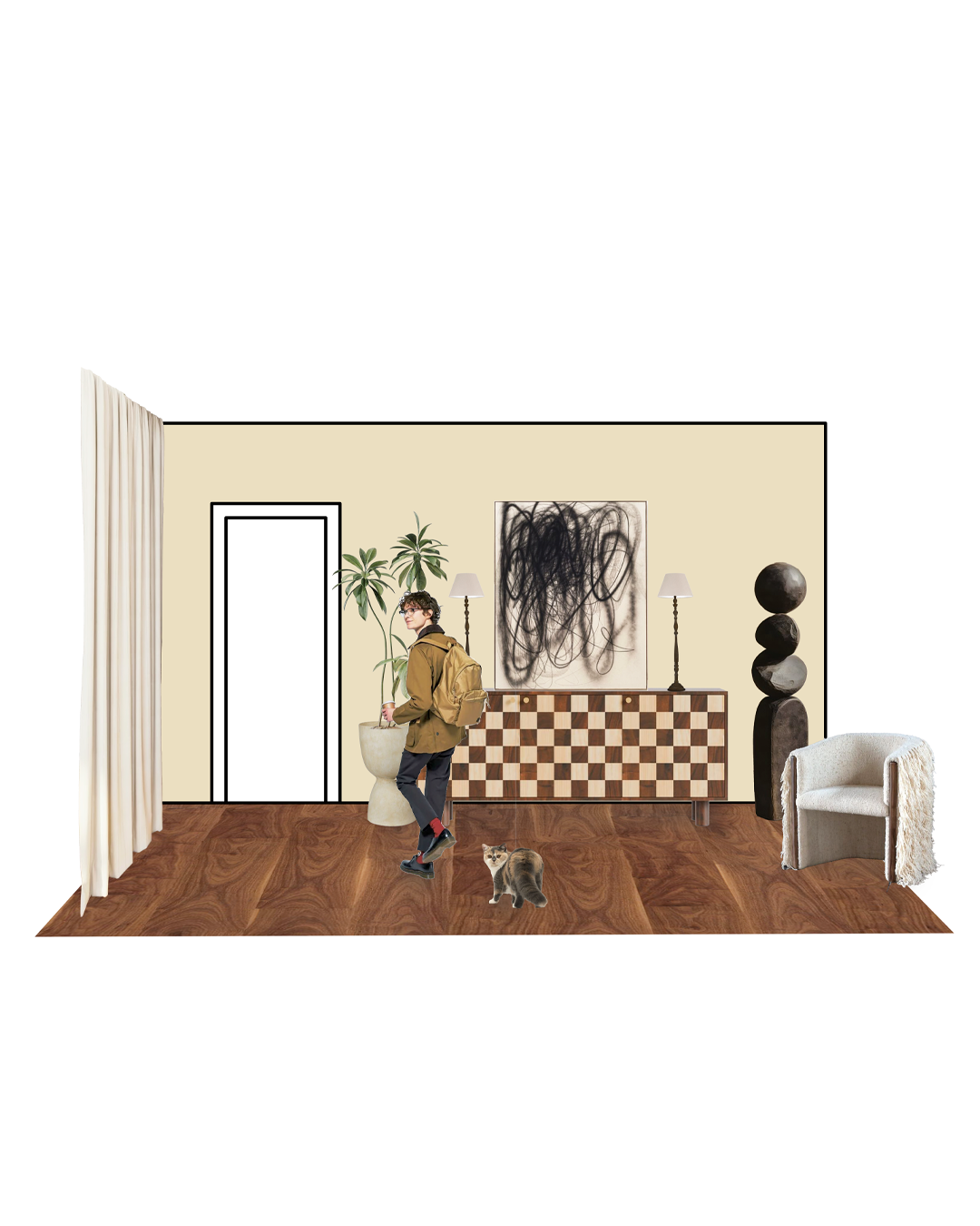 Pepe Revenga Estudio Interiorismo Alicante Vanilla Flat dibujo perspectiva 5